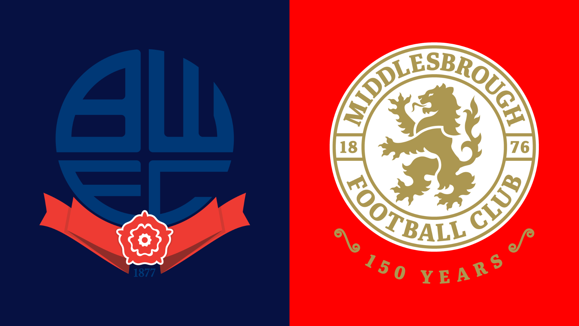 The Bolton Wanderers and Middlesbrough club crests side by side
