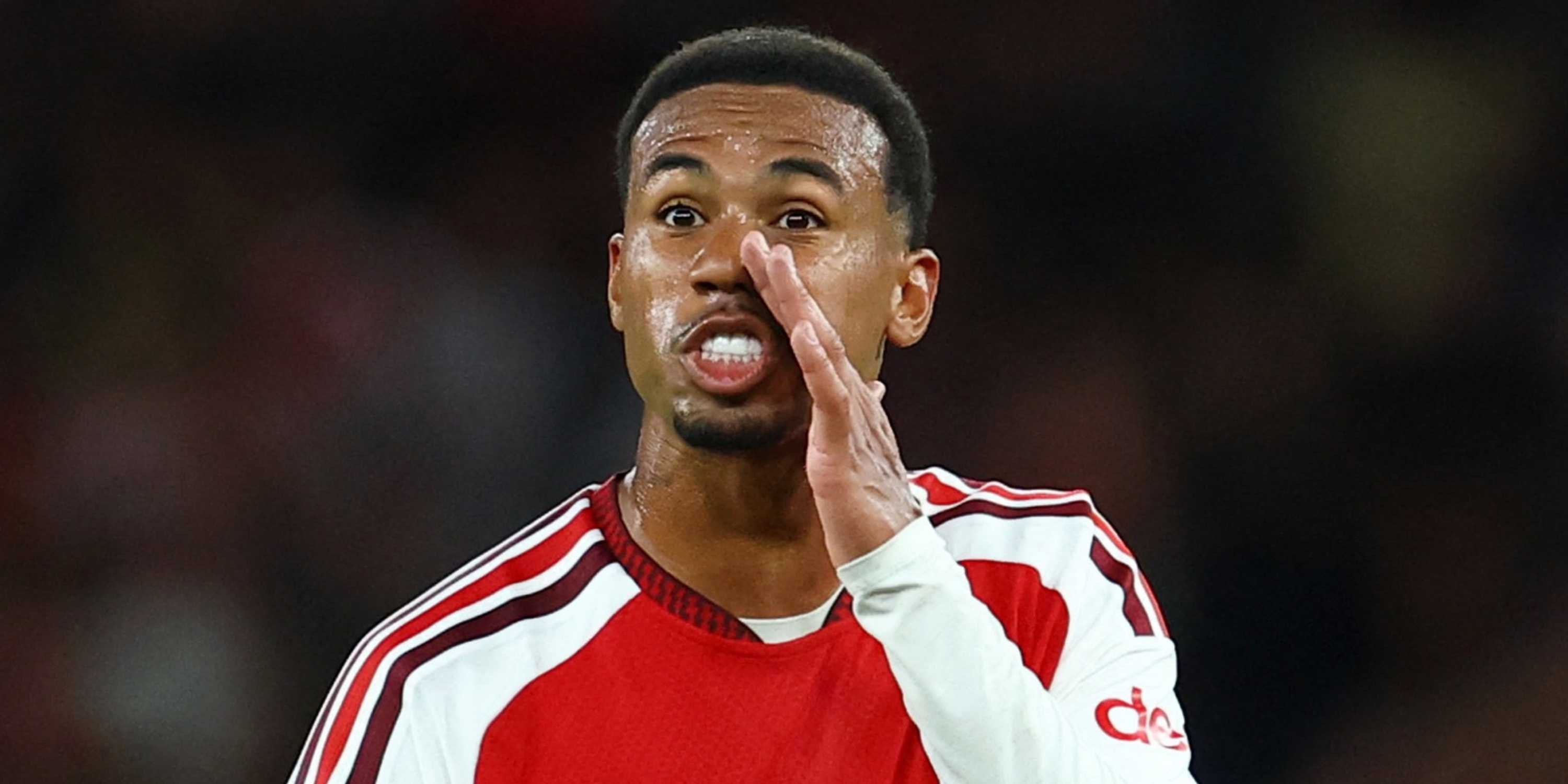 Arsenal's Gabriel Magalhaes shouts