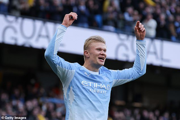 Erling Haaland netted twice for Manchester City as they beat Ipswich 3-2 on Saturday