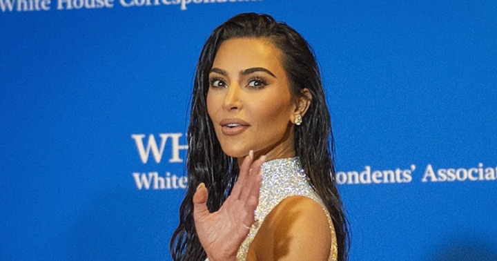 Kim Kardashian in a silver dress 
