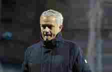 Jose Mourinho, Manager of Tottenham Hotspur looks dejected following defeat in the UEFA Europa League Round of 16 Second Leg match between Dinamo Z...