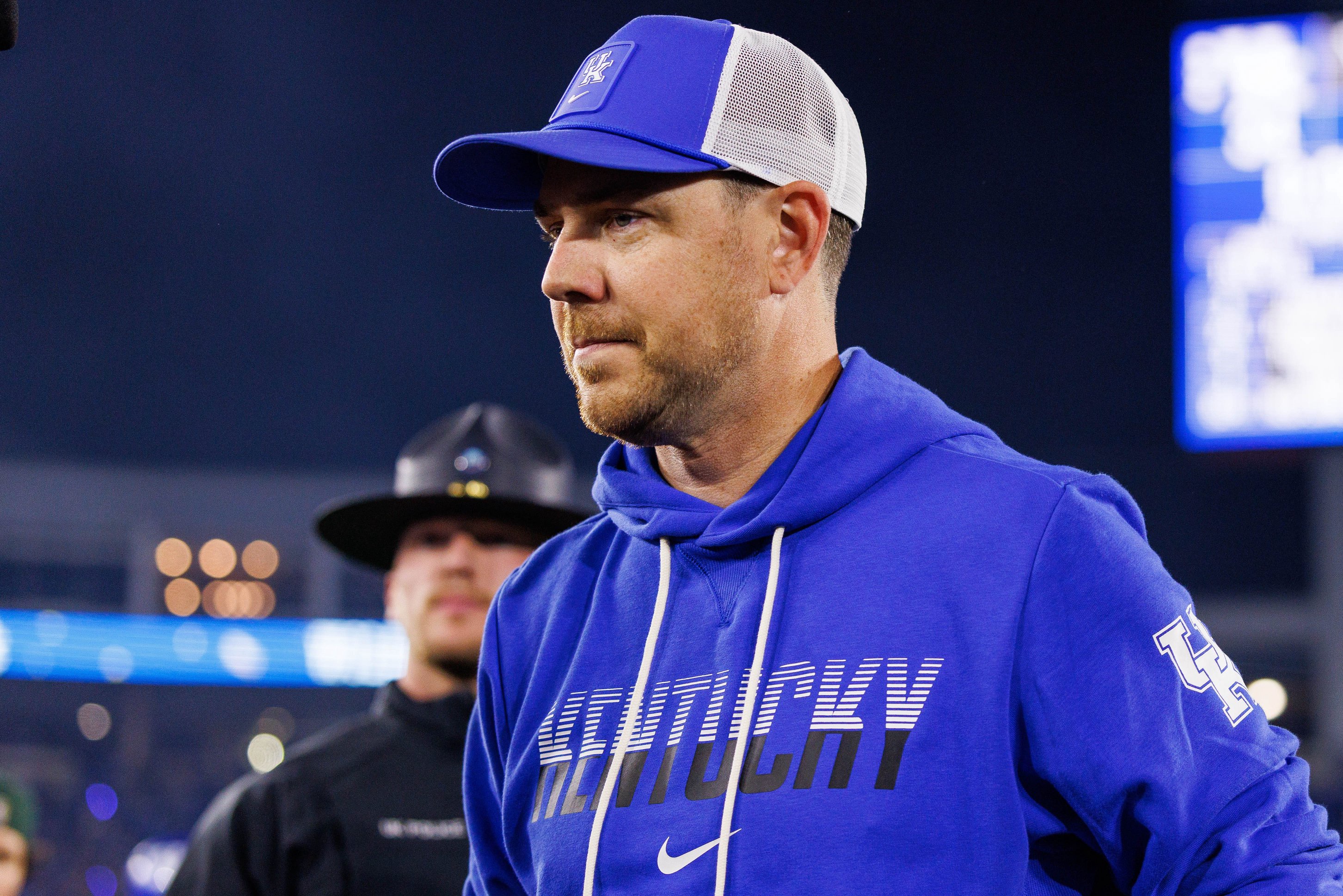 Oct 24, 2026; Lexington, Kentucky, USA;  Kentucky Wildcats head coach Will Stein walks off the field after the game against the Vanderbilt Commodores at Kroger Field.  Mandatory Credit: Jordan Prather-Imagn Images