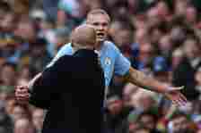 Erling Haaland looking animated as he comes off during Manchester City's win