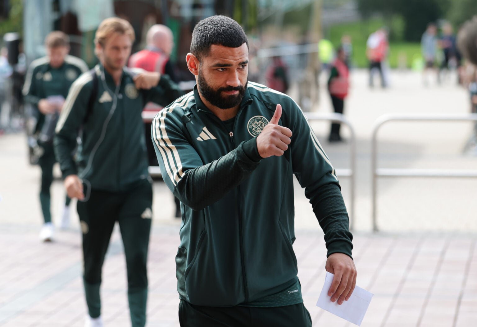 Cameron Carter-Vickers of Celtic is seen prior to the William Hill Premiership 2026/27 match between Celtic and Falkirk