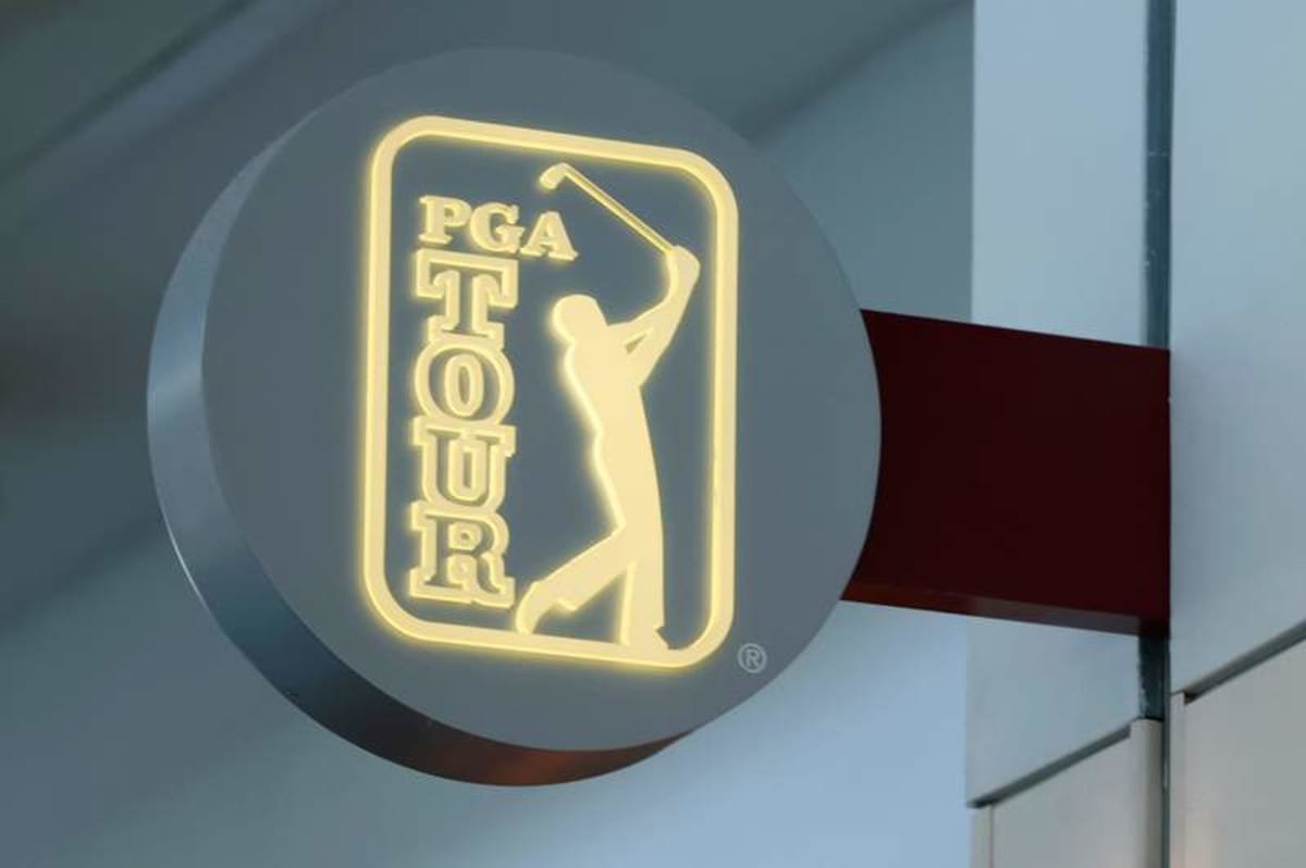 PGA Tour logo sign is shown at the PGA Tour Grill Thursday, Dec. 12, 2024 at Jacksonville International Airport in Jacksonville, Fla. ©Corey Perrine/Florida Times-Union / USA TODAY NETWORK via Imagn Images