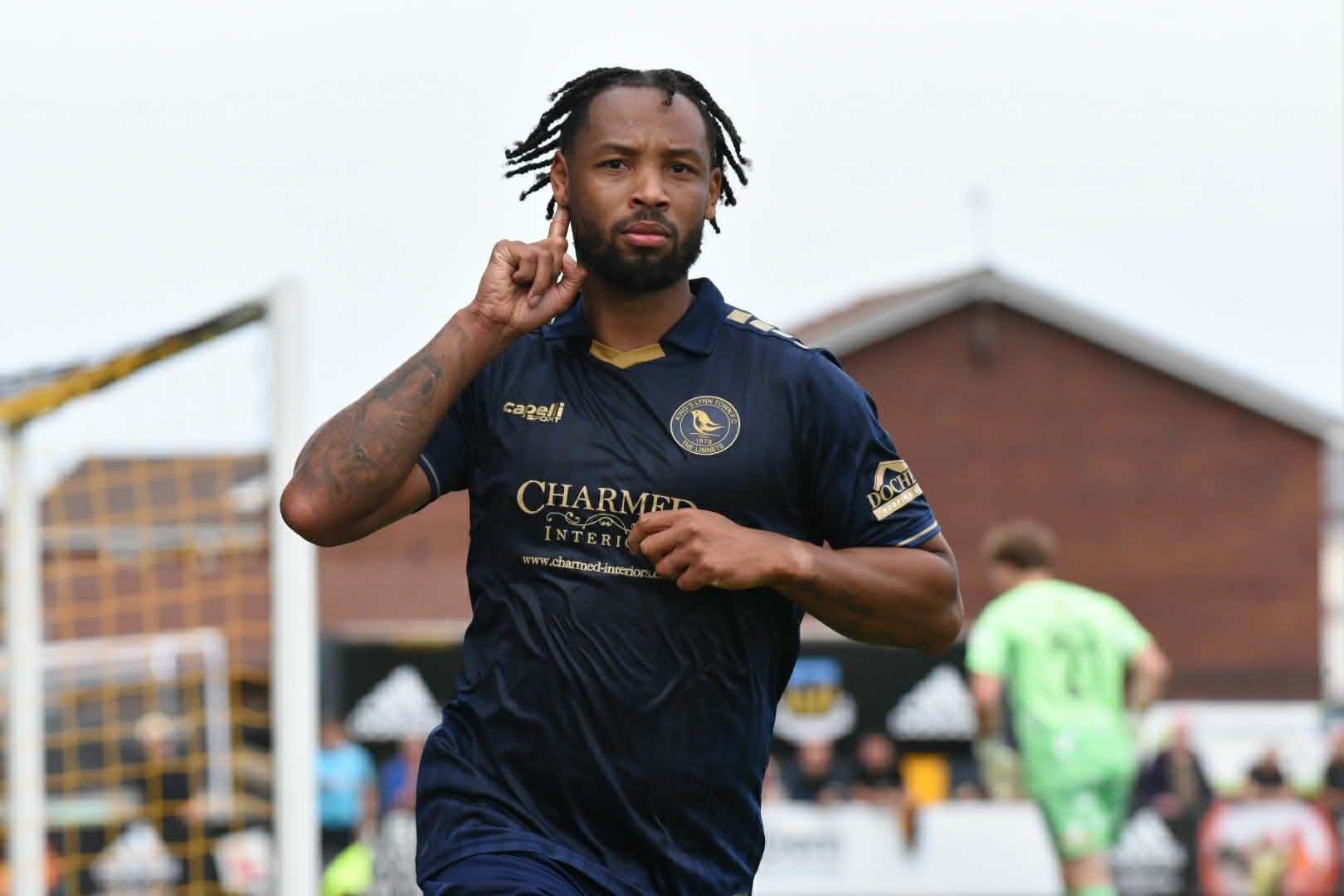 Kwame Thomas scored King's Lynn Town's equaliser at Merthyr Town this afternoon.