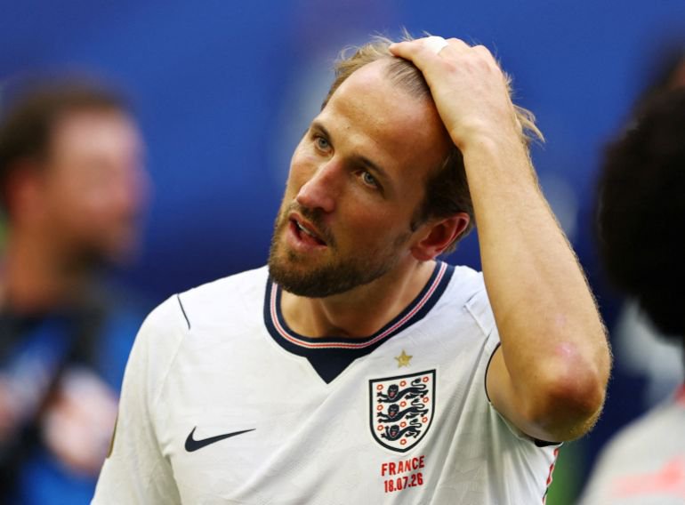 England's Harry Kane reacts after the match as England win the bronze medal in the World Cup