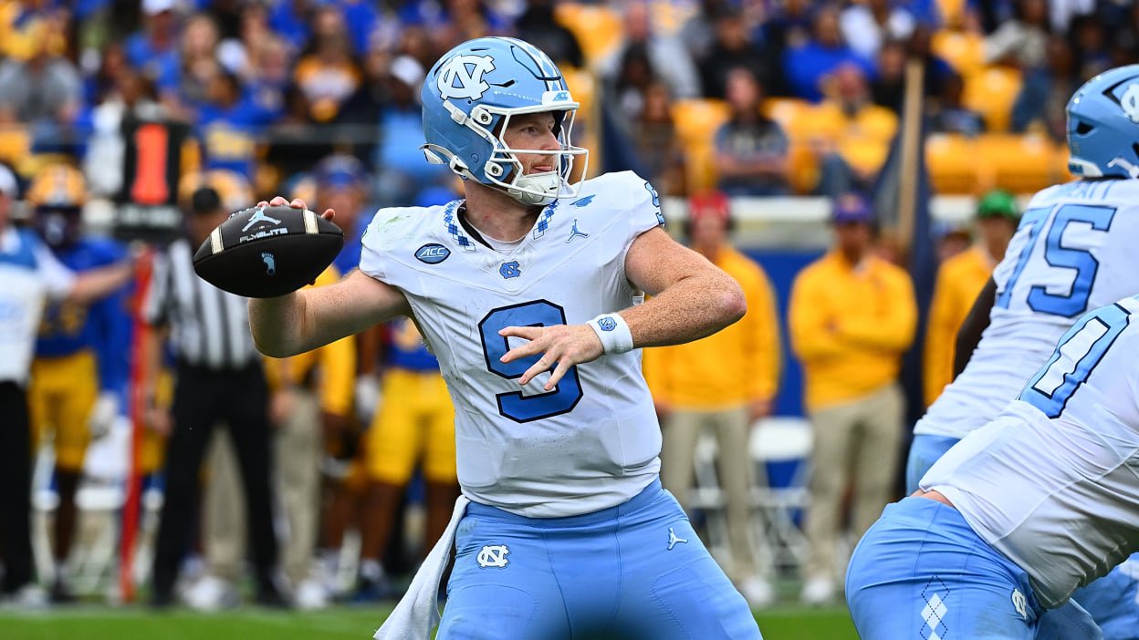 Billy Edwards Jr. of the North Carolina Tar Heels throws a pass