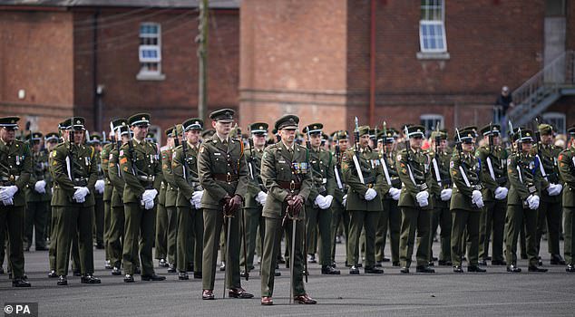 Soldiers on parade in 2022 during a ceremony to mark the centenary of the handover of the Curragh Camp in Co Kildare from British to Irish Forces - Monkstown RFC had strong links to the British army and then to the Irish army over many years
