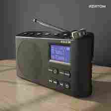 DAB DAB+ FM Digital Radio, Bluetooth, Portable, Dual Alarm, Rechargeable Battery & Mains, AUX, Headphone, 60 Presets, Sleep timer (Azatom Solo Black)