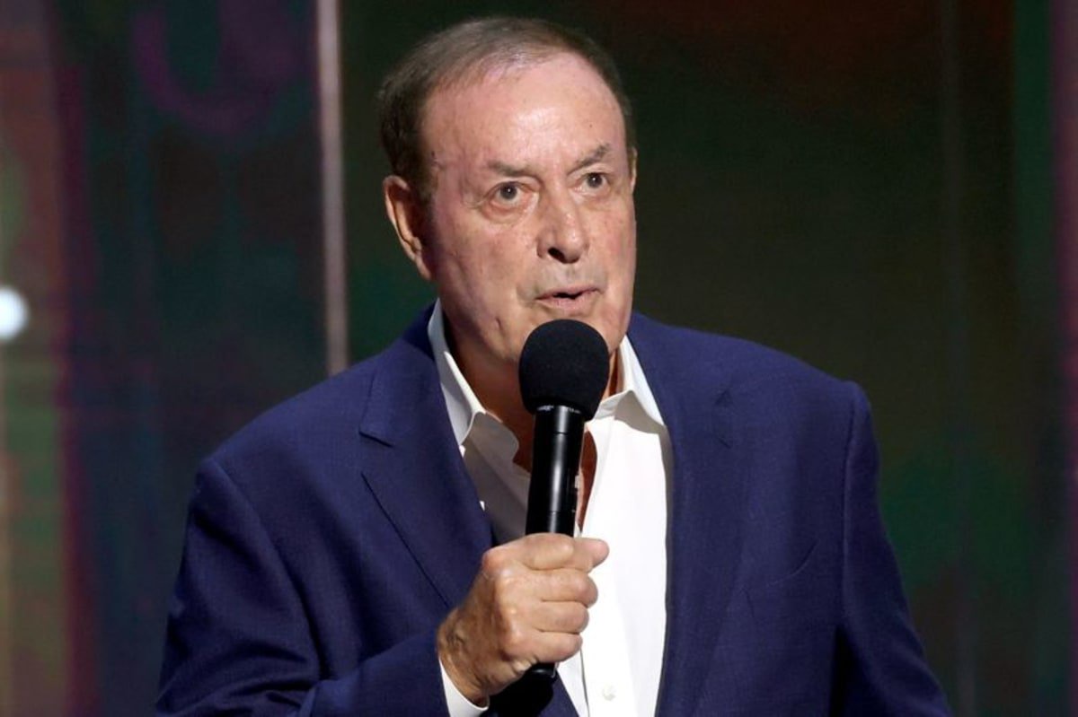 Al Michaels speaks onstage at the Disney Entertainment Showcase at D23: Legends on August 16, 2026 in Anaheim, California