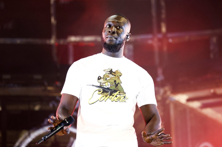 British artist Stormzy performs on the main stage at Reading Festival