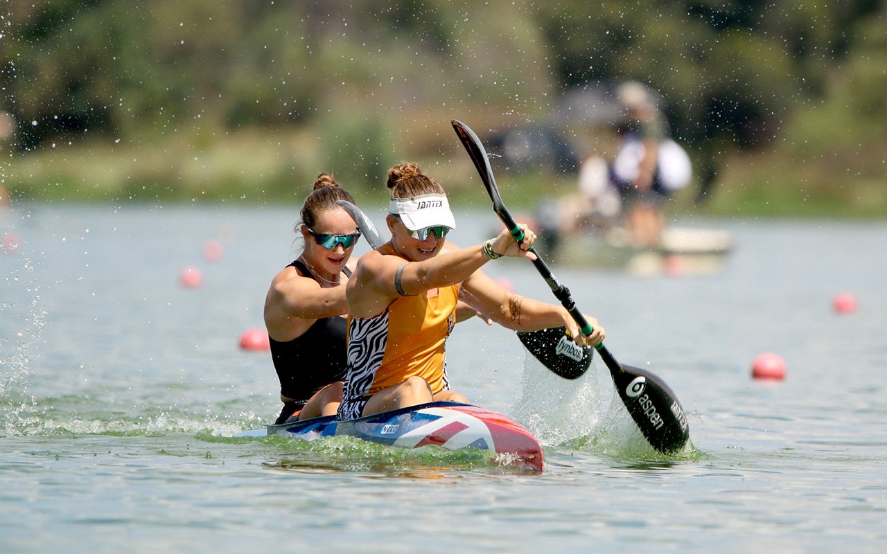 Pictured on her way to winning the Women 500m K2 title with Alexa Godden, Esti Olivier delivered a dominant performance at the South African Sprint Canoe Championships at Roodeplaat Dam in Pretoria, winning four gold medals as the experienced 33-year-old Olympian launched her campaign toward Los Angeles 2028 in commanding style. Photo: PSA / Gameplan Media