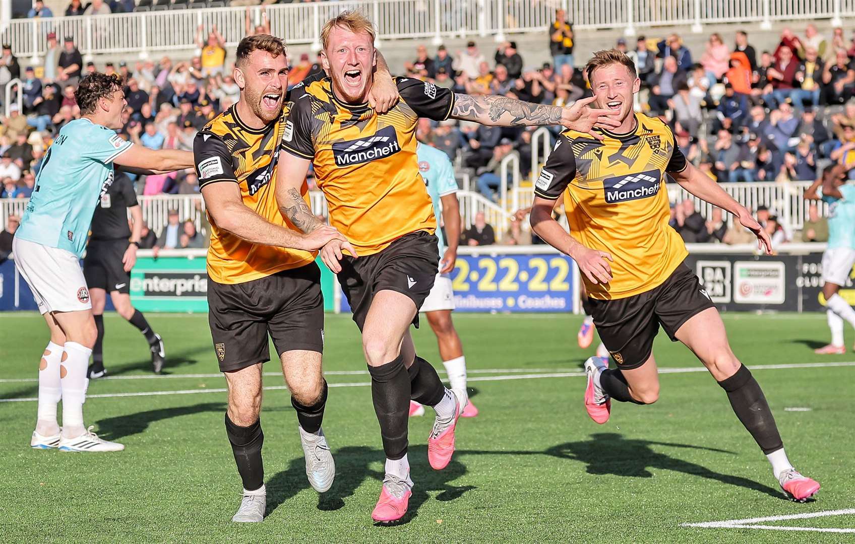 Taylor Foran celebrates after scoring Maidstone's second against Maidenhead. Picture: Helen Cooper