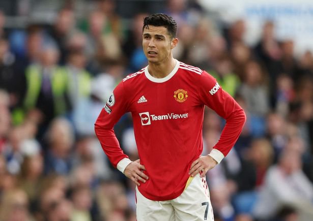 Soccer Football - Premier League - Brighton & Hove Albion v Manchester United - The American Express Community Stadium, Brighton, Britain - May 7, 2022
Manchester United's Cristiano Ronaldo reacts REUTERS/Ian Walton EDITORIAL USE ONLY. No use with unauthorized audio, video, data, fixture lists, club/league logos or 'live' services. Online in-match use limited to 75 images, no video emulation. No use in betting, games or single club	/league/player publications. Please contact your account representative for further details.