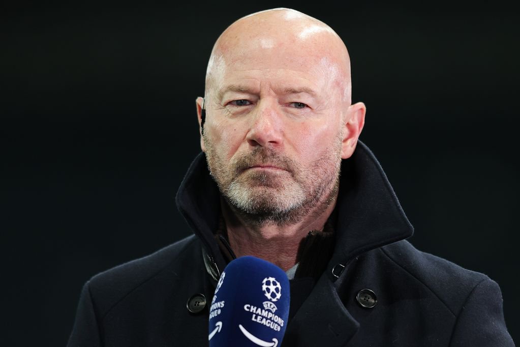 Alan Shearer speaks during a panel 