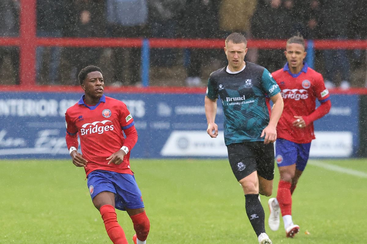Action from Aldershot Town's defeat to Wealdstone (Photo by Ian Morsman) 