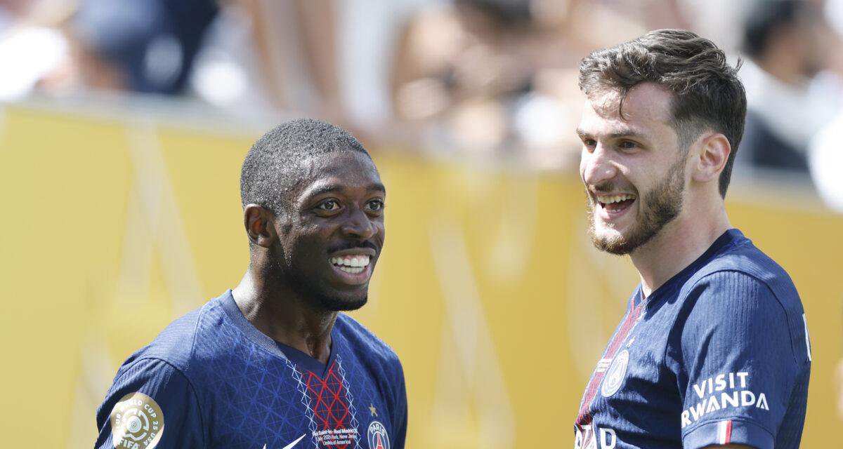 Ousmane Dembélé et Khvicha Kvaratskhelia avec le PSG
