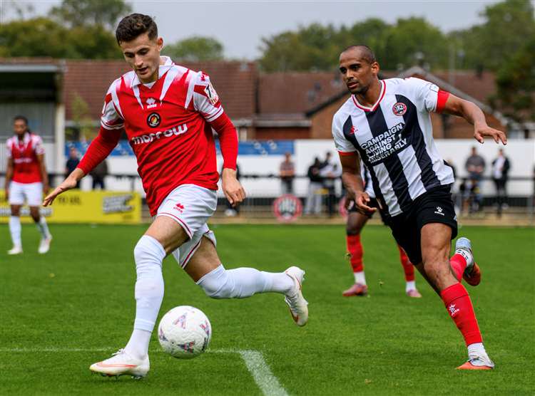 Ebbsfleet's James Vennings in action against Maidenhead in the FA Cup tie earlier this season. Picture: Ed Miller/EUFC