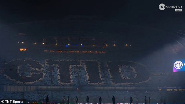 Manchester City fans threw their support behind their club with a giant tifo before their Champions League game against PSG