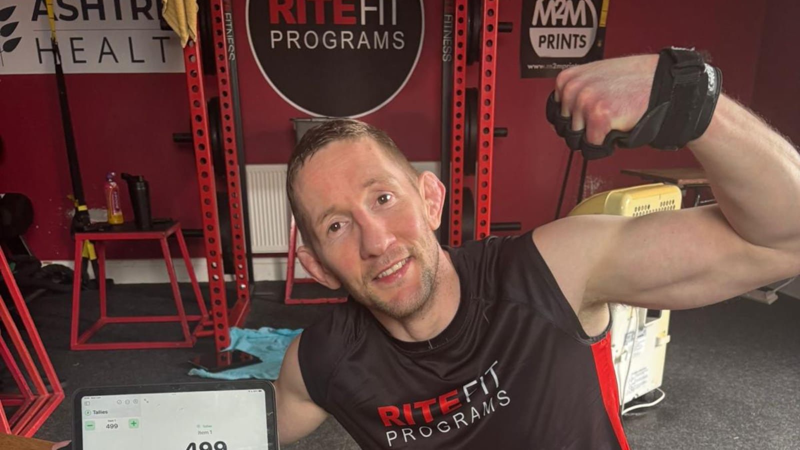 World record breaker. Newry fitness coach Damien Rooney broke the world chin-up record.