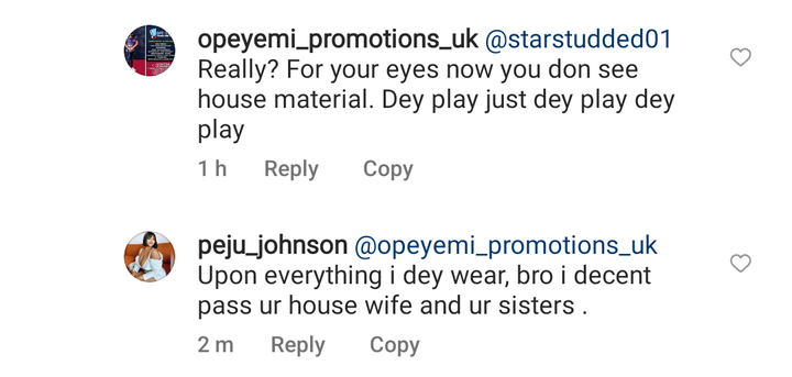 Actress Peju Johnson Replies A Fan Who Said She's Not A Wife Material Due To Her Mode Of Dressing