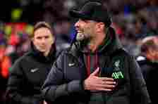Jürgen Klopp manager of Liverpool during the UEFA Europa League 2023/24 Quarter-Final first leg match between Liverpool FC and Atalanta at Anfield on April 11, 2024 in Liverpool, England.