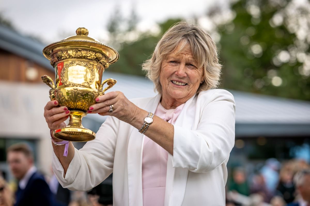 Jessica Harrington after winning the Irish Champion Stakes with Hotazhell