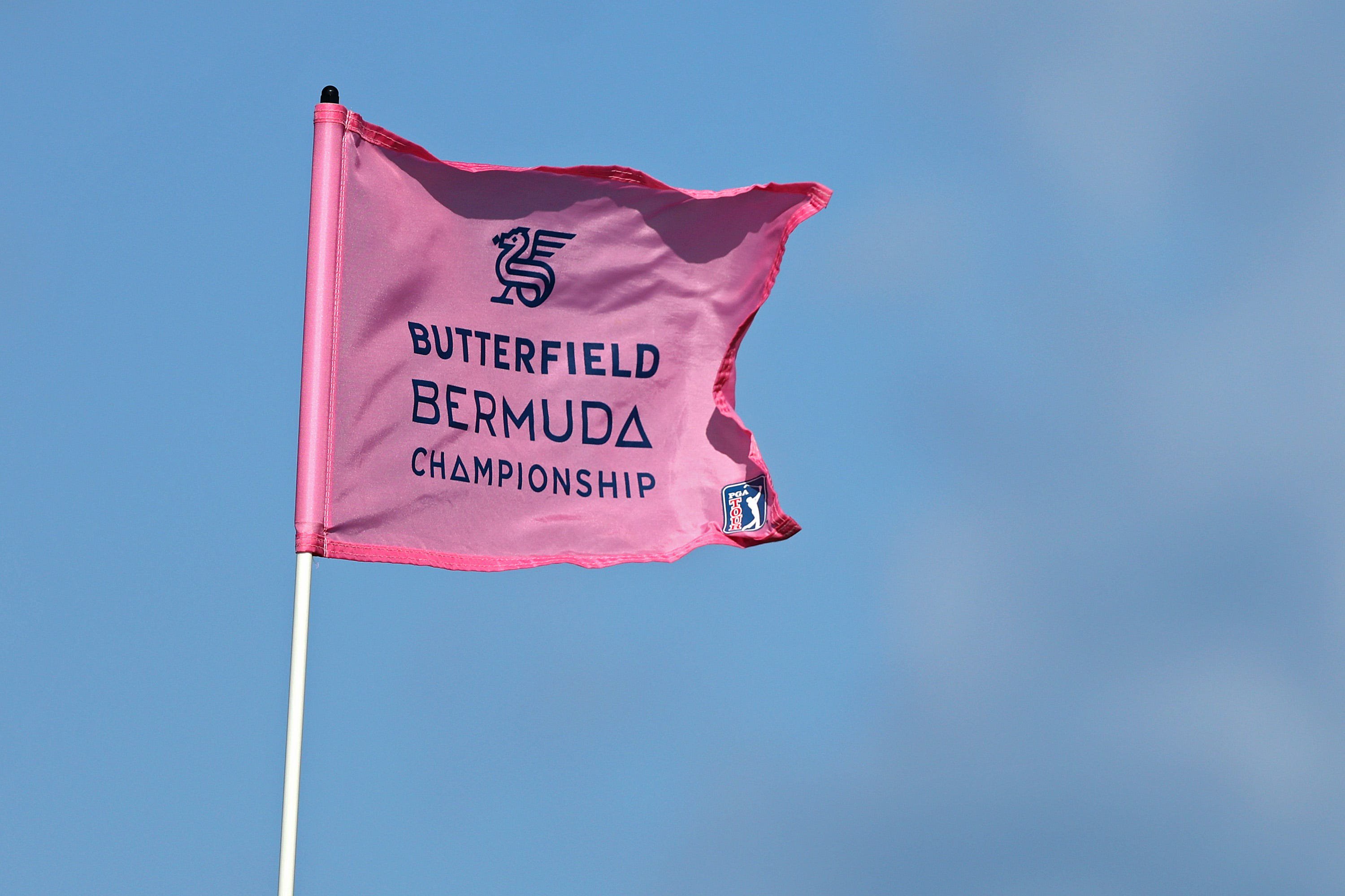A pin flag on the 12th green at Port Royal Golf Course for the Butterfield Bermuda Championship 2025 in Southampton, Bermuda.