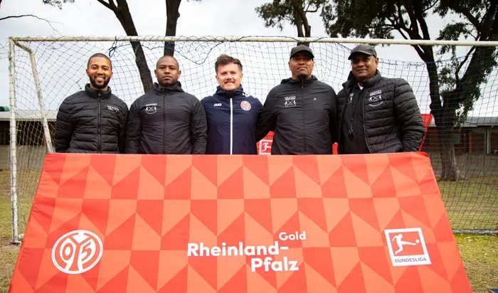 From left: Jody Samuels; Justin Tantaal, Founder and Owner of Nexgen Football School; Simon Hasler of 1. FSV Mainz 05; Robert Daniels; and Joseph Tantaal.