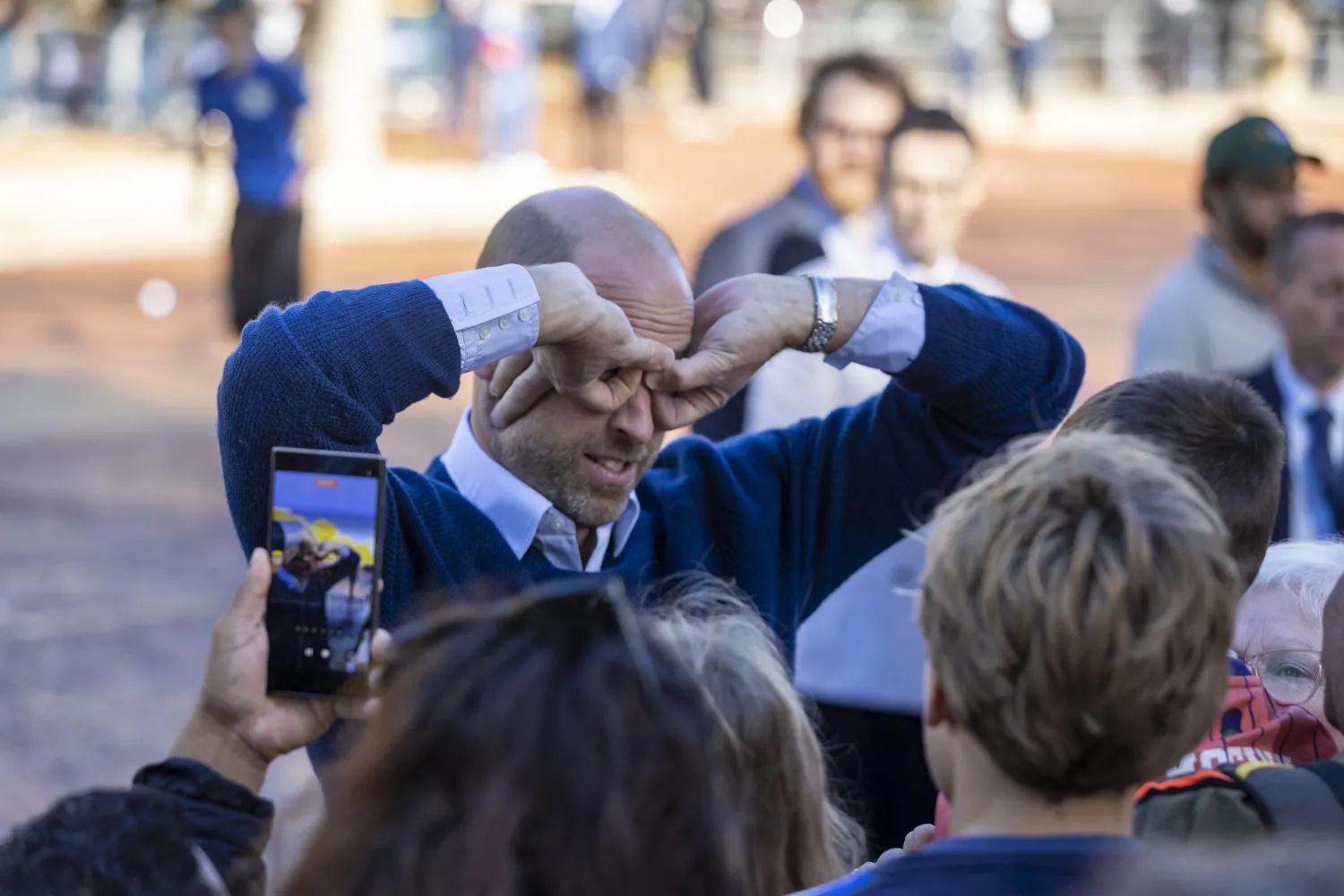 Prince William doing "the goggles" on October 13, 2026.