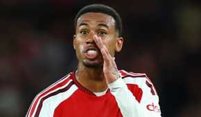 Arsenal's Gabriel Magalhaes shouts
