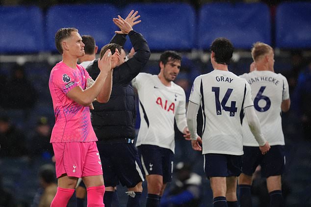 Tottenham players celebrate (John Walton/PA)