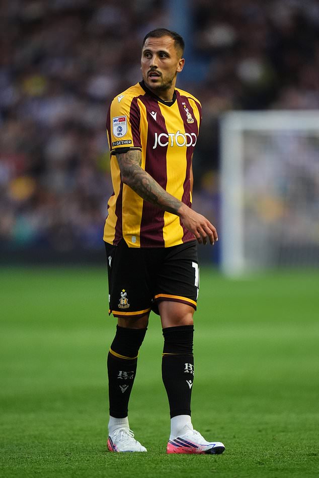 Antoni Sarcevic was on target for Bradford (Annabel Lee-Ellis/PA)