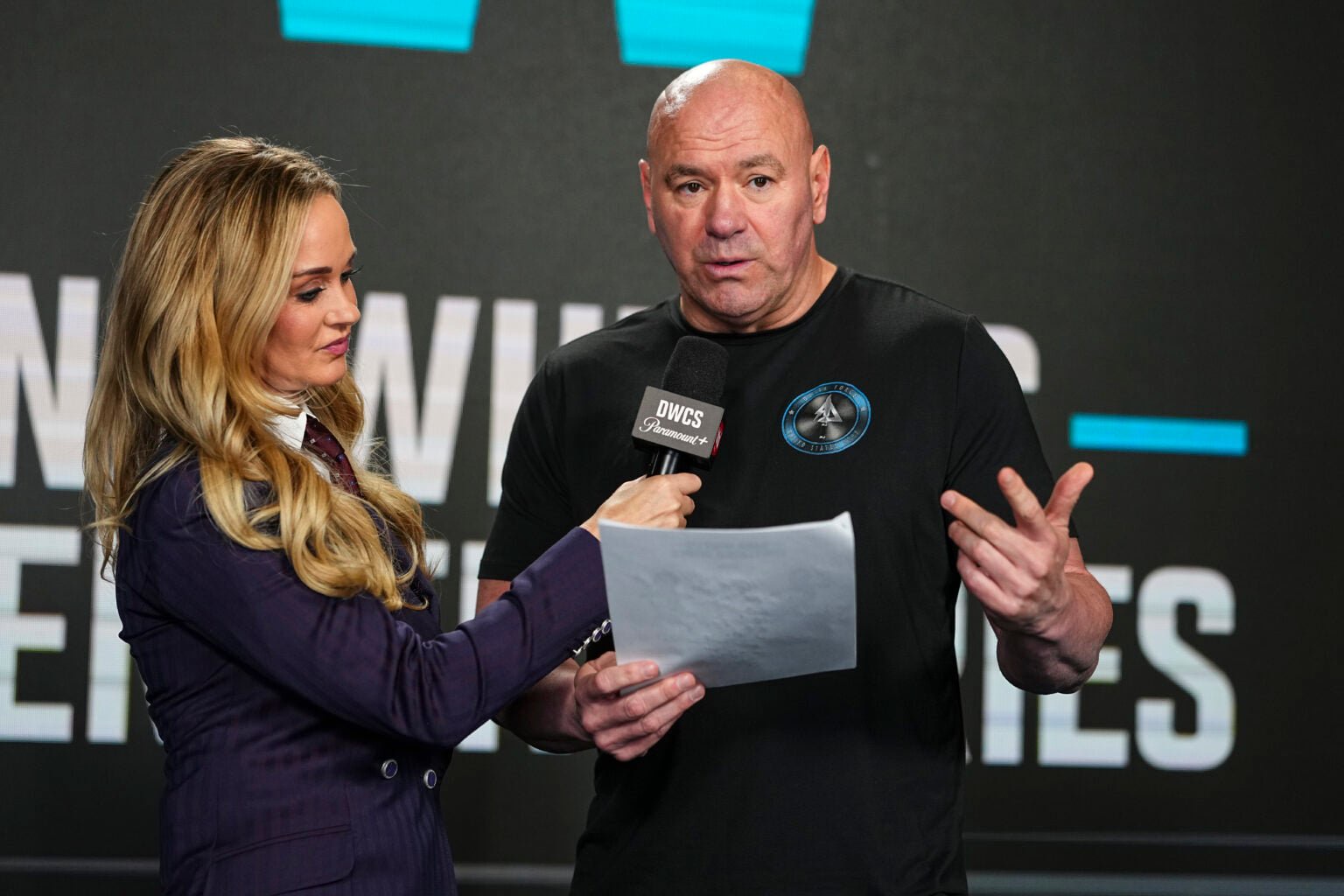 Dana White handing contracts out at Dana White's Contender Series