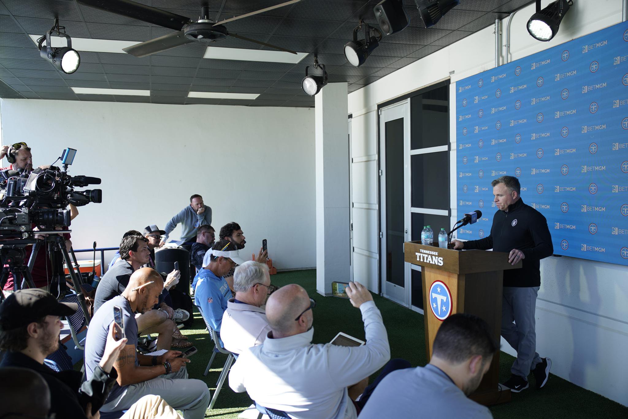 Titans general manager Mike Borgonzi speaks about the Jeffery Simmons trade during a press conference in Nashville, Tenn., Thursday, October 29, 2026.