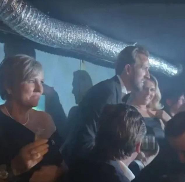 Kane's mum, Kim (left) was seen at the afterparty, as was wife Katie (right)