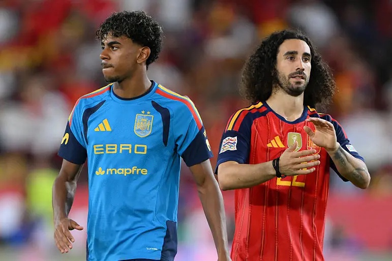 Lamine Yamal and Marc Cucurella.