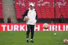 Carlo Ancelotti took training at Wembley on Friday night