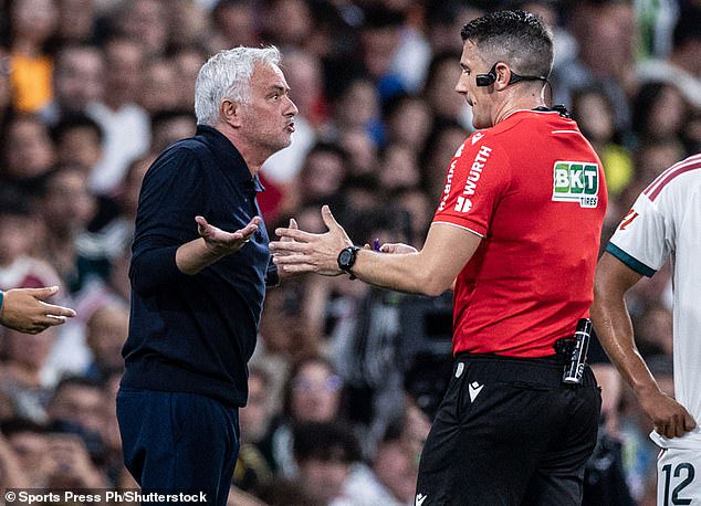 Mourinho is seen complaining to referee Isidro Diaz de Mera at a game earlier this month