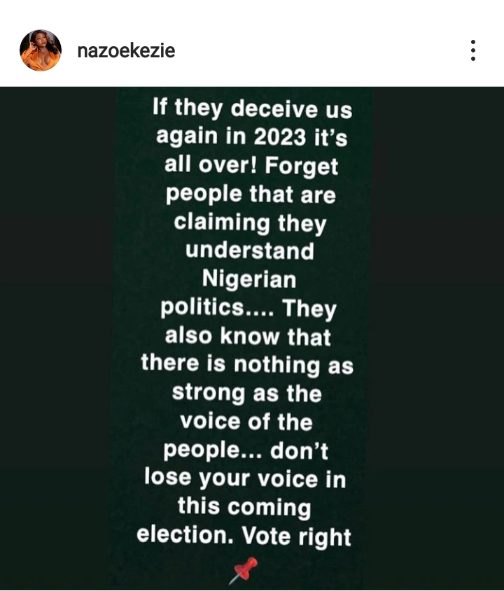 Nigerian Actress Nazo Ekezie Warns Youths