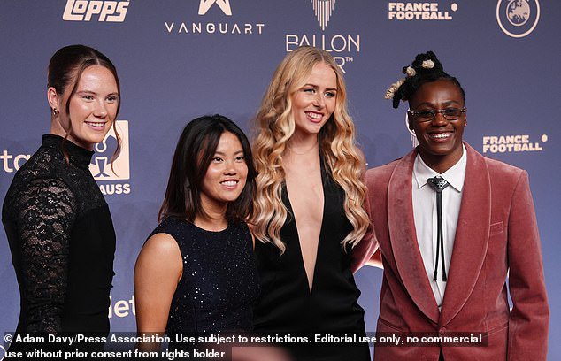 England goalkeeper Hannah Hampton, centre right, was joined by Chelsea team-mates Veerle Buurman, Manaka Matsukubo and Melvine Malard at the awards bash