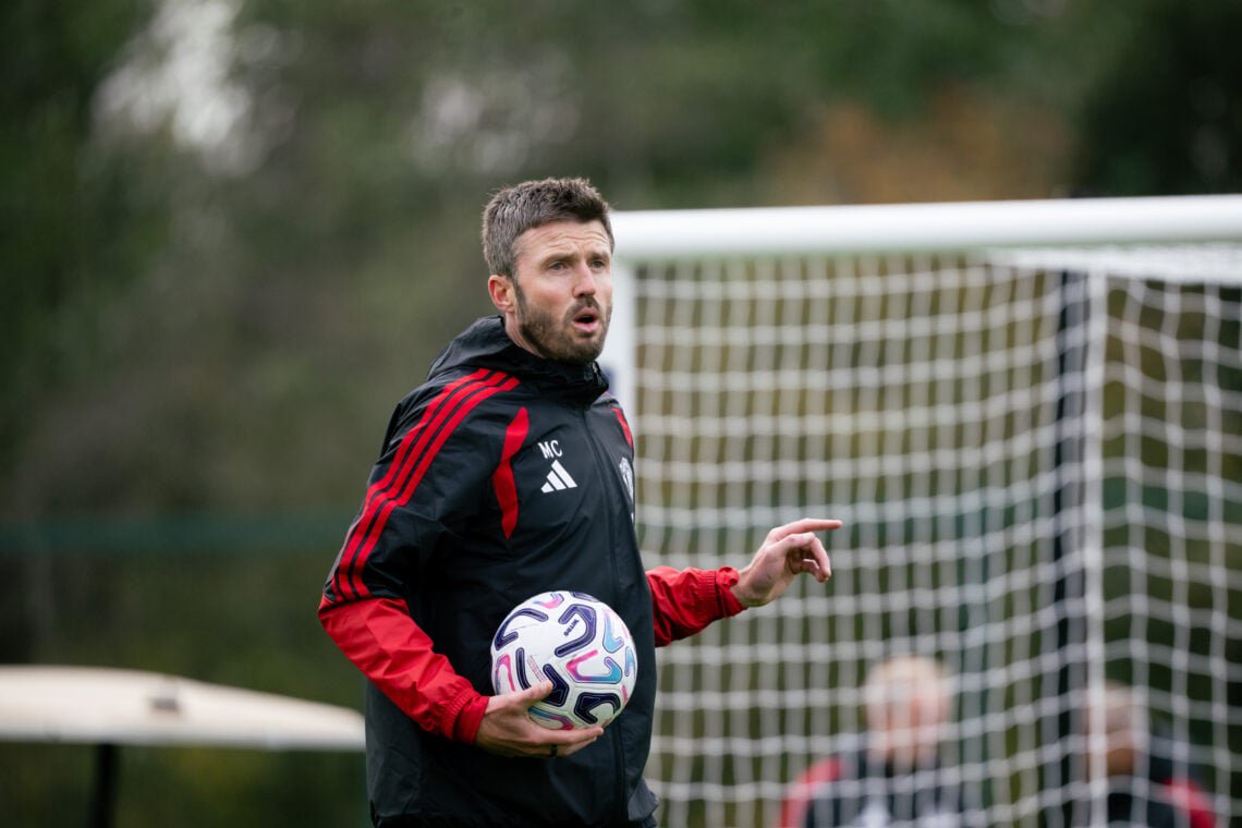 Michael Carrick takes training ahead of Chelsea clash
