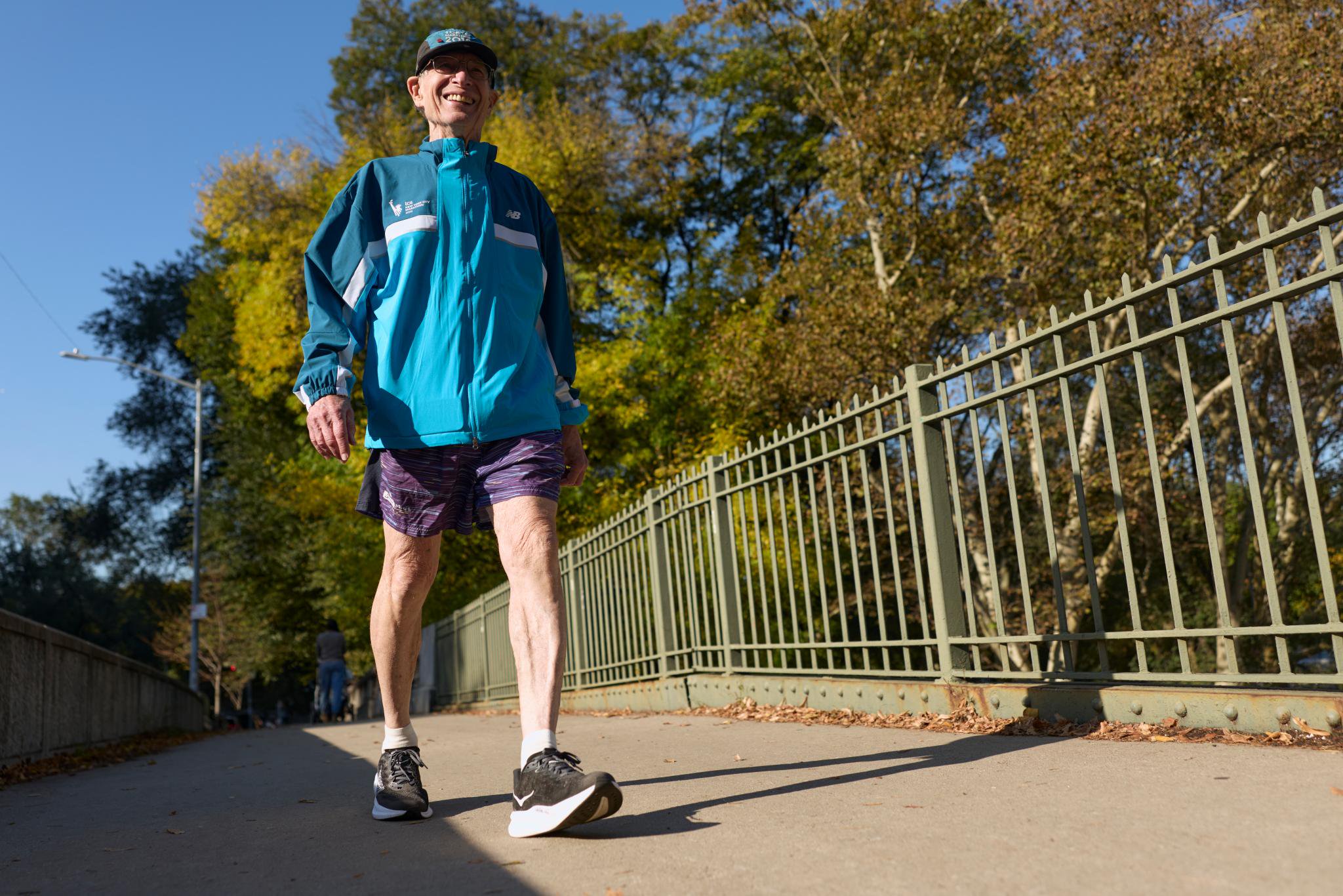 Dave Obelkevich, 83, trains for the marathon in Riverside Park.