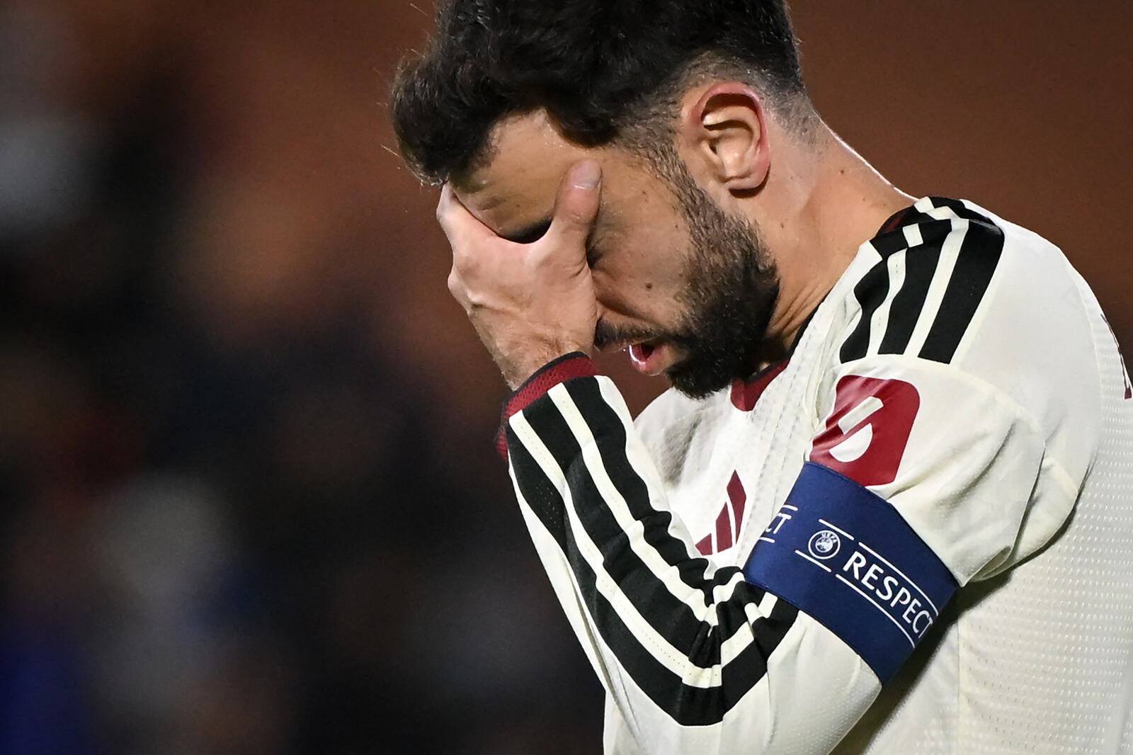Manchester United captain during the game. Photograph: Piero Cruciatti/AFP via Getty Images