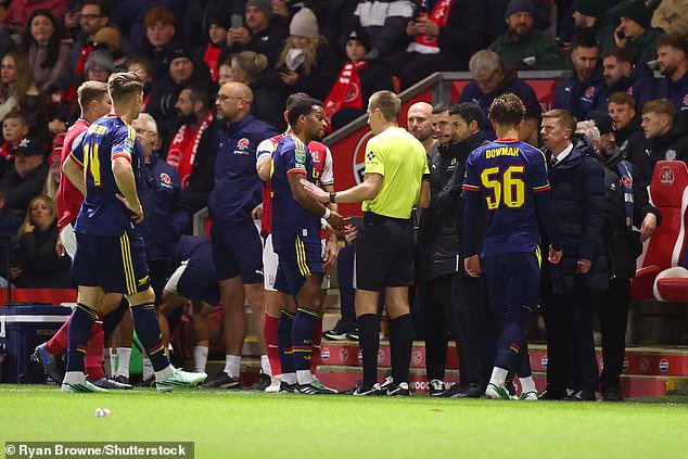 Both sets of players looked set to be taken off the pitch, but play was able to resume after the drone operator was discovered