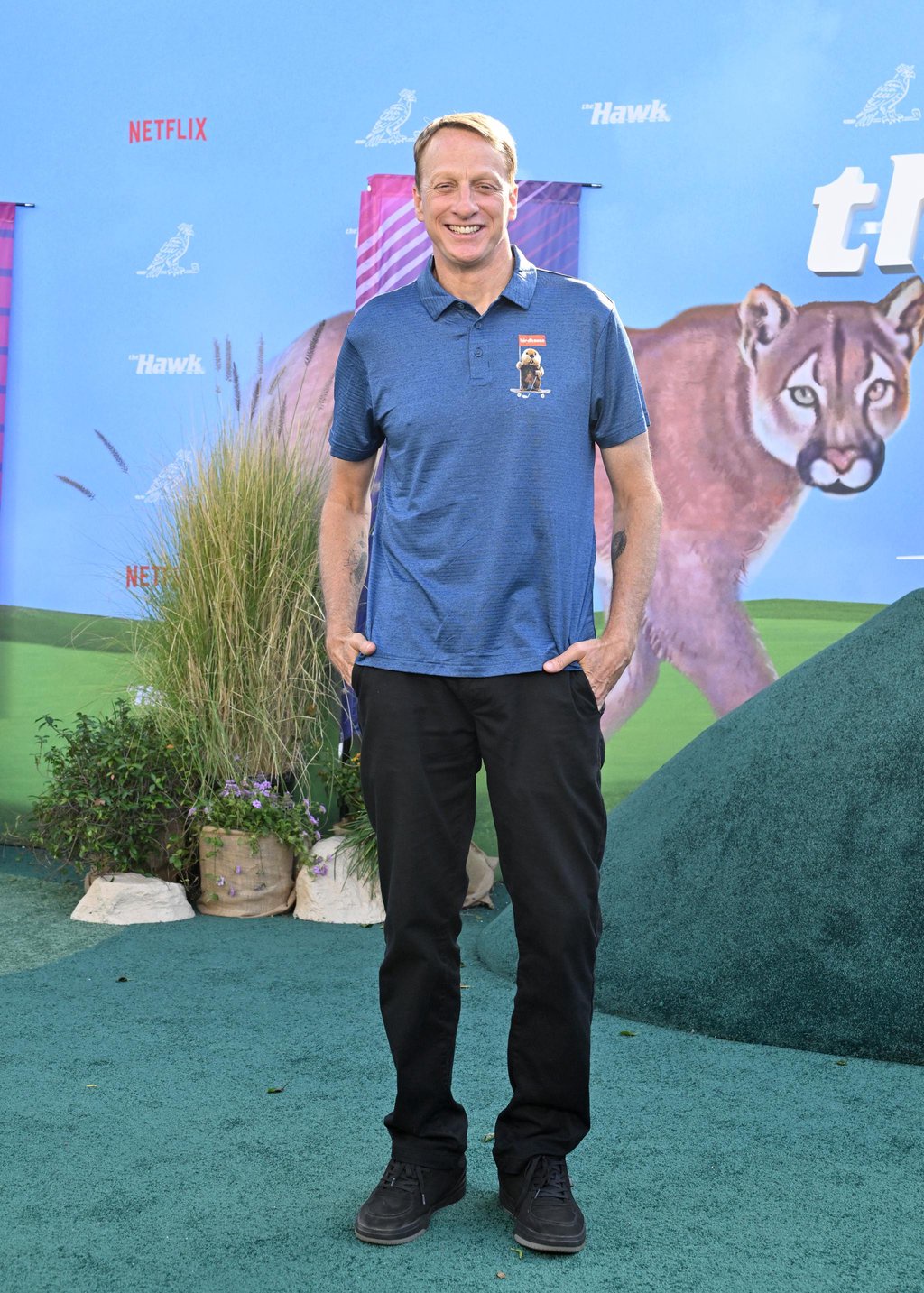 Tony Hawk arrives at the premiere of Netflix's "The Hawk" in Los Angeles.
