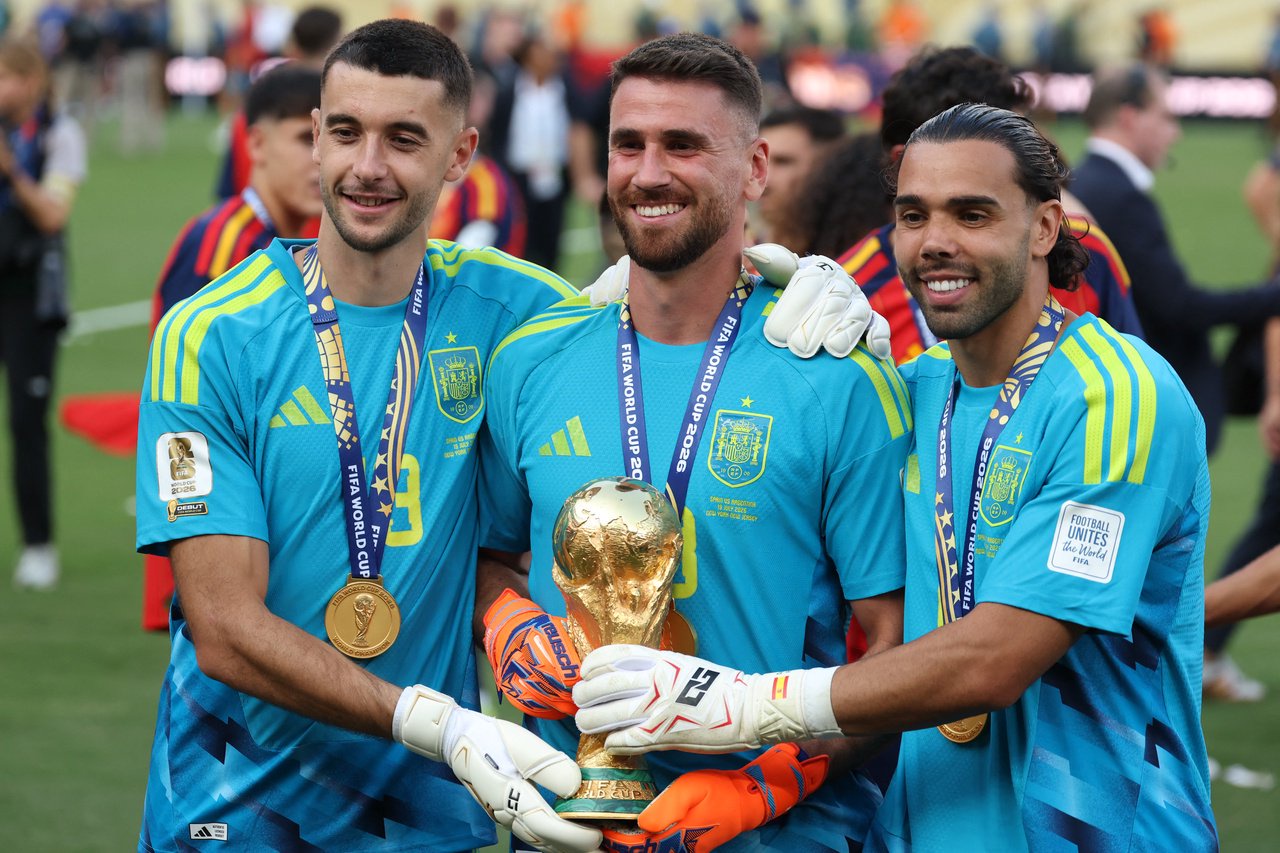 The big three: Joan Garcia, Unai Simon and David Raya (AFP/Getty)