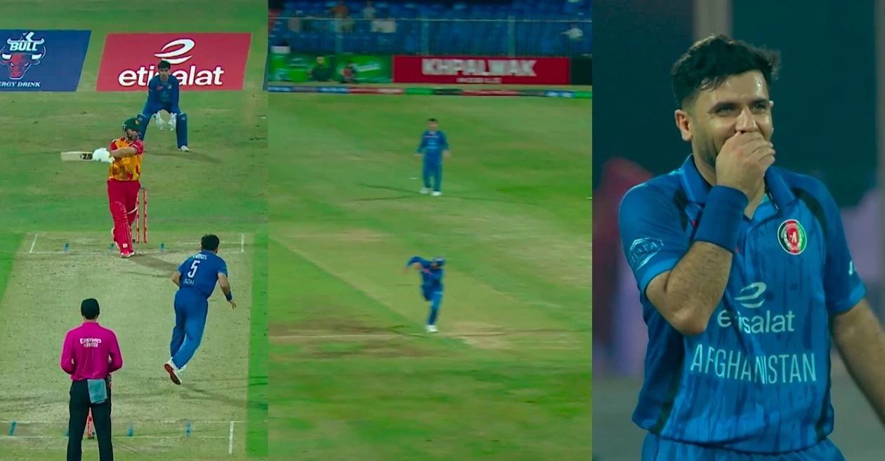 WATCH: Fazalhaq Farooqi in disbelief as Shahidullah Kamal takes a stunning one-handed catch in AFG vs ZIM 1st T20I