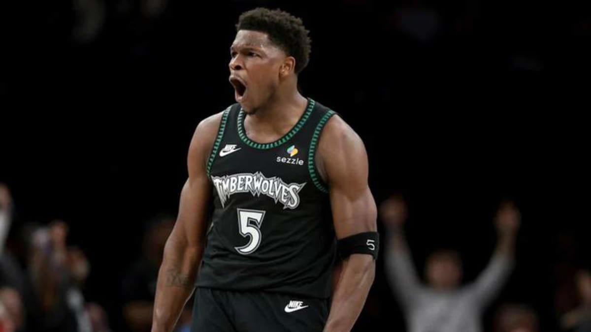 May 10, 2026, Minneapolis, Minnesota, USA: Minnesota Timberwolves guard ANTHONY EDWARDS reacts after hitting a three-pointer late the game against the San Antonio Spurs on Sunday at the Target Center in Minneapolis. NBA, Basketball Herren, USA 2026: Timberwolves 114:109 Spurs PUBLICATIONxINxGERxSUIxAUTxONLY – ZUMAm67_ 20260510_zaf_m67_004 Copyright: xCarlosxGonzalezx ©Credits: Imago